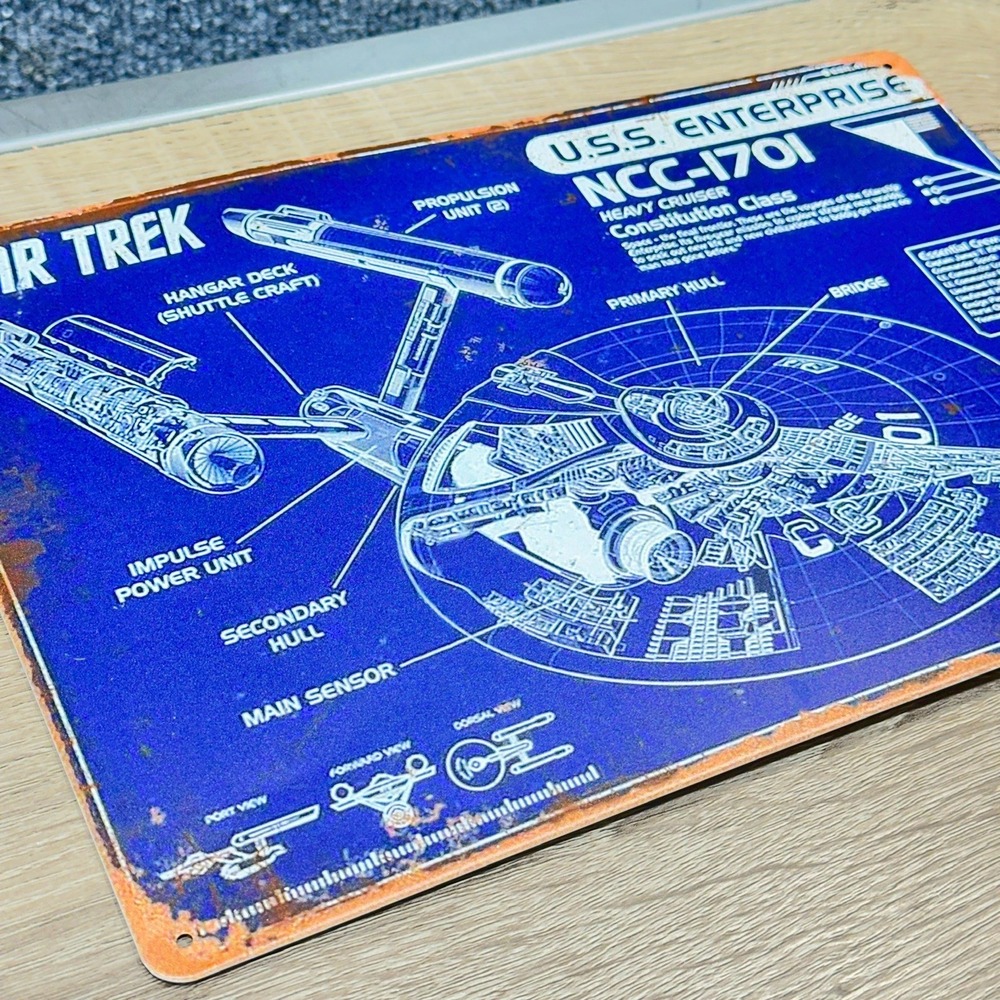 Star Trek USS Enterprise NCC-1701 Blueprint Metal Tin Sign 12x8